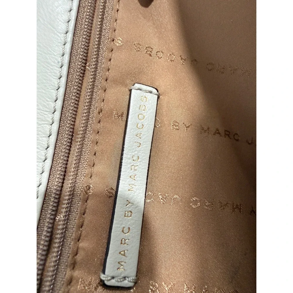 Marc by Marc Jacobs Tri-Color Leather Satchel Crossbody Bag Tan Cream Gold